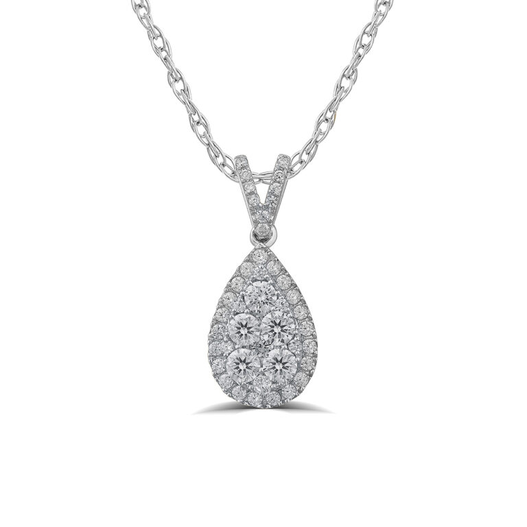 Opulent Pear Shaped Lab Grown Cluster Diamond Necklace