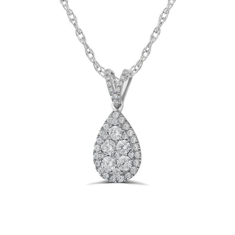 Opulent Pear Shaped Lab Grown Cluster Diamond Necklace