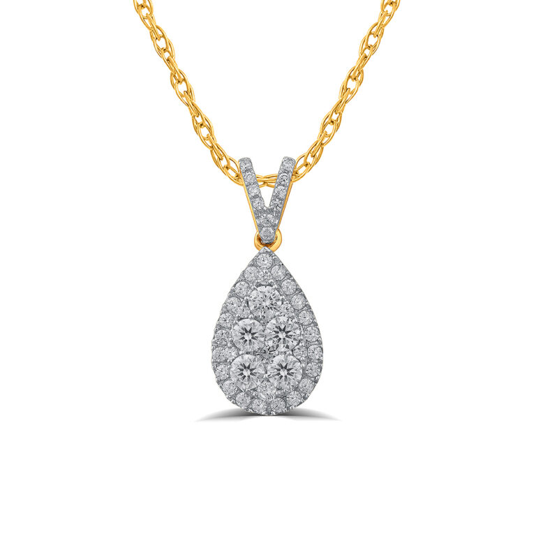 Opulent Pear Shaped Lab Grown Cluster Diamond Necklace