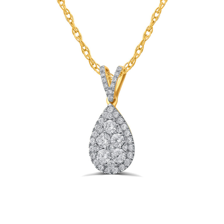 Opulent Pear Shaped Lab Grown Cluster Diamond Necklace