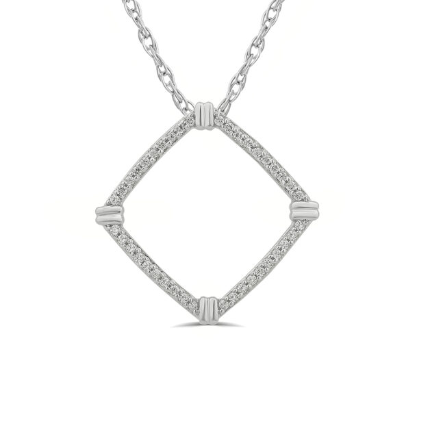 Lab Created Inverted Square Diamond Necklace | 925 Sterling Silver 1/5 ct.tw. _1