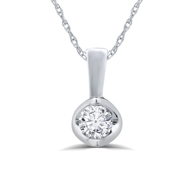 Lab Grown Tension Set Diamond Solitaire Necklace | 10K White Gold 1/2 ct.tw. _1