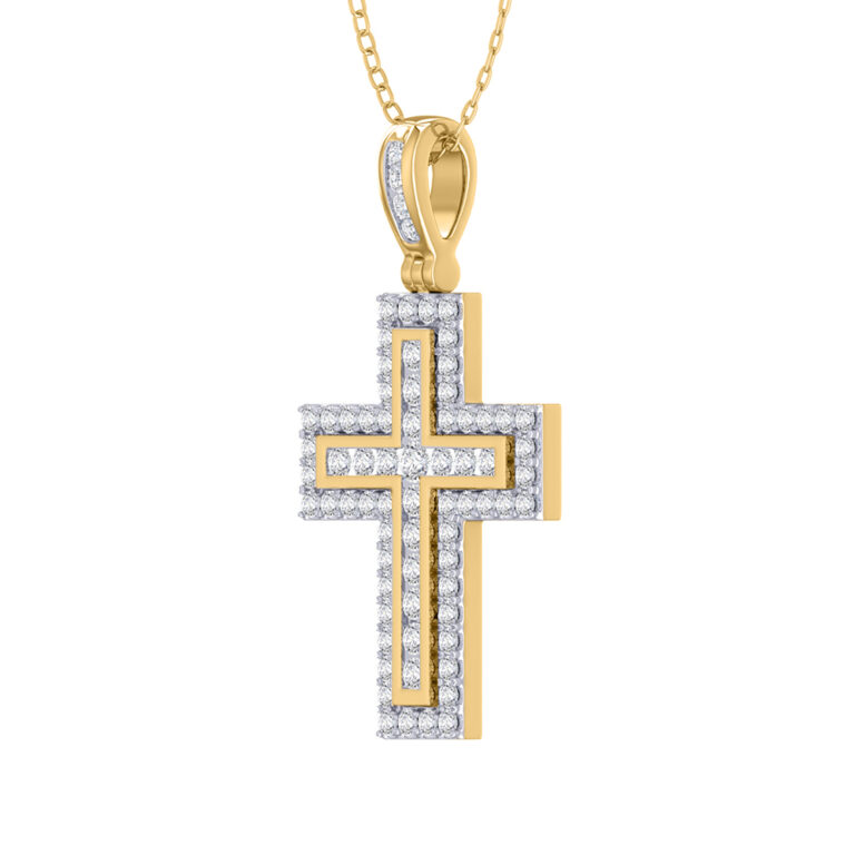 Lab Created Halo Diamond Cross Necklace