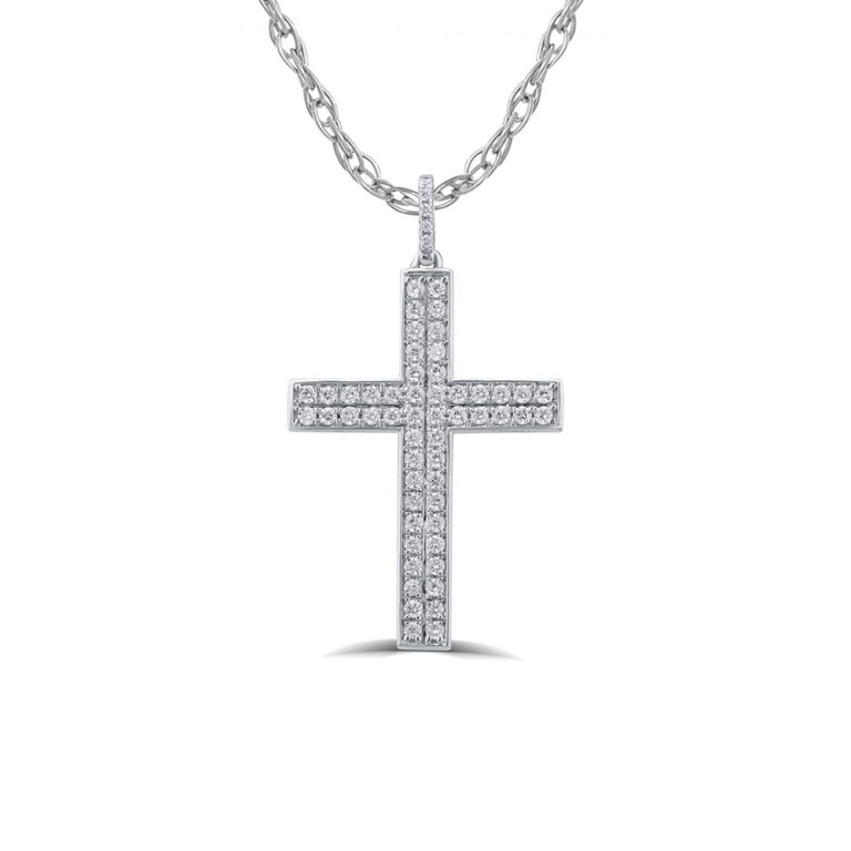 Double Row Lab Grown Diamond Cross Necklace