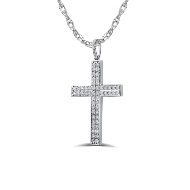 Double Row Lab Grown Diamond Cross Necklace