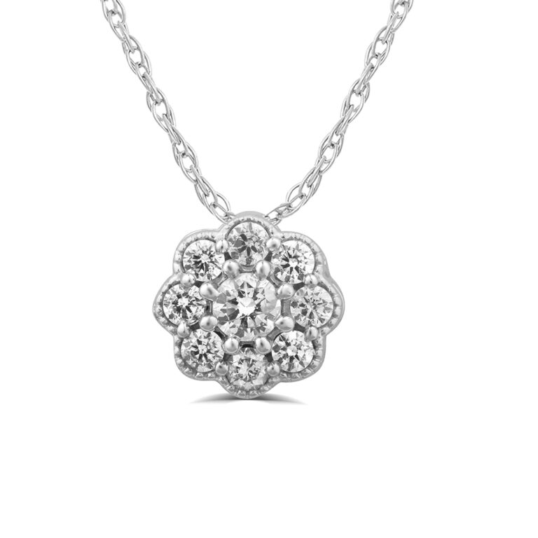 Vintage Inspired Floating Floral Lab Grown Diamond Necklace