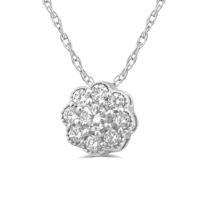 Vintage Inspired Floating Floral Lab Grown Diamond Necklace