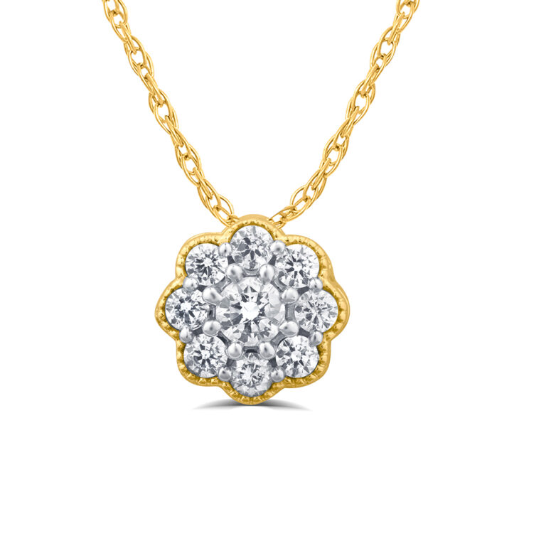 Vintage Inspired Floating Floral Lab Grown Diamond Necklace