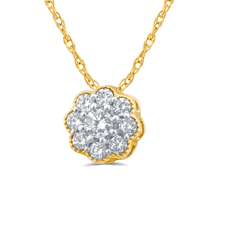 Vintage Inspired Floating Floral Lab Grown Diamond Necklace
