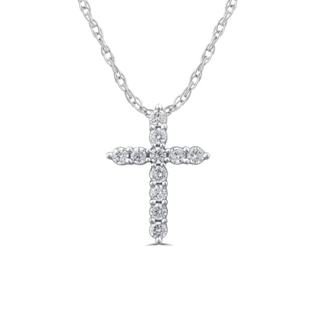 Essential Lab Grown Floating Diamond Cross Necklace | 10K White Gold 1 ct.tw. _1
