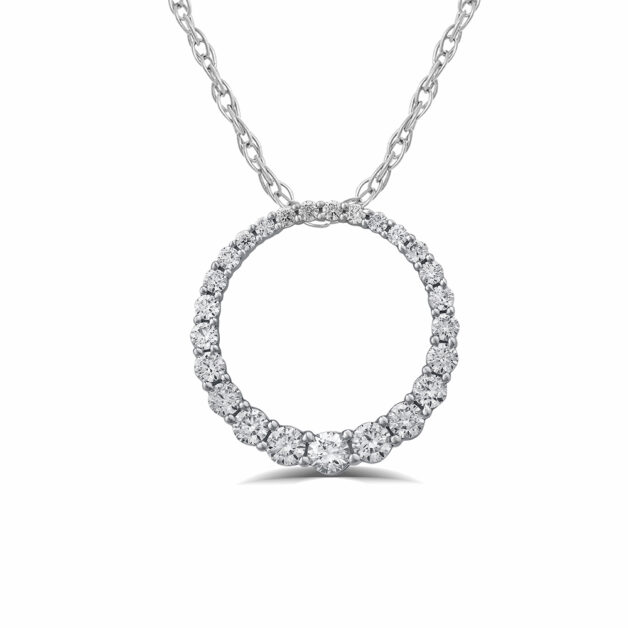 Lab Grown Graduating Circle Diamond Necklace |  925 Sterling Silver - 2.00 ct.tw. _1