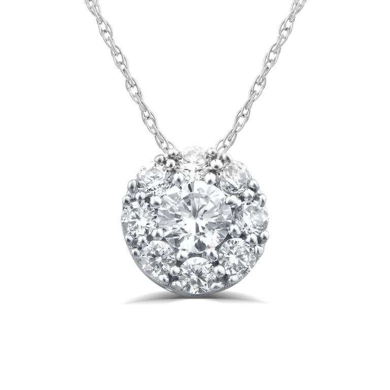 Floating Lab Grown Round Diamond Cluster Necklace