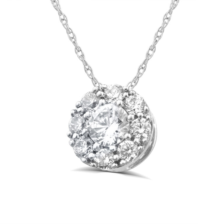 Floating Lab Grown Round Diamond Cluster Necklace