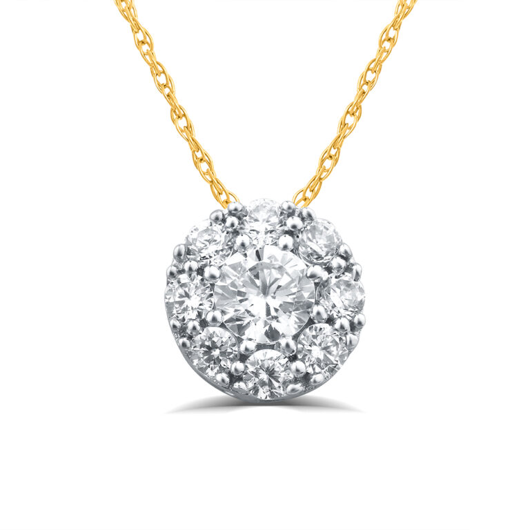 Floating Lab Grown Round Diamond Cluster Necklace