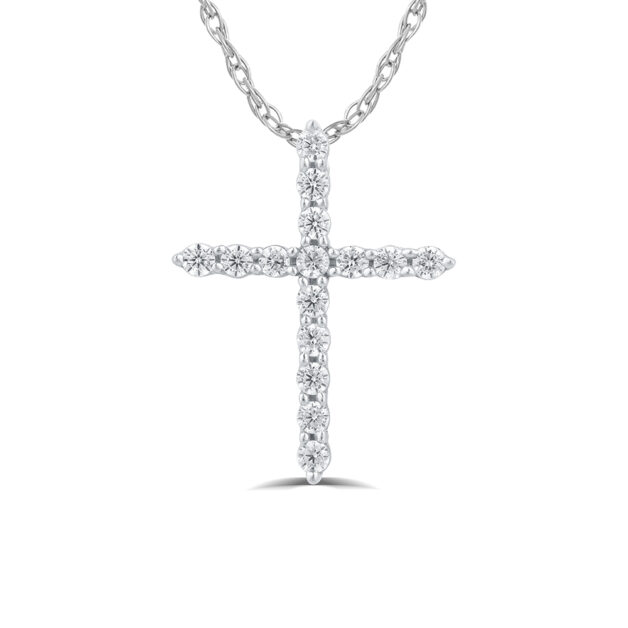 Lab Grown Floating Diamond Cross Necklace