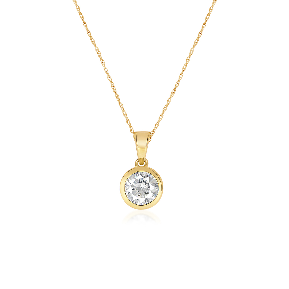 Lab Grown Bezel Set GH SI Diamond Necklace | 14K Yellow Gold 1 ct. tw.