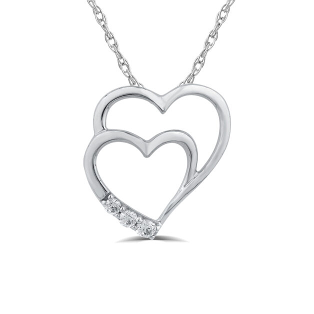 Lab Grown Diamond Accent Double Heart Necklace | 925 Sterling Silver 1/10 ct.tw. _1