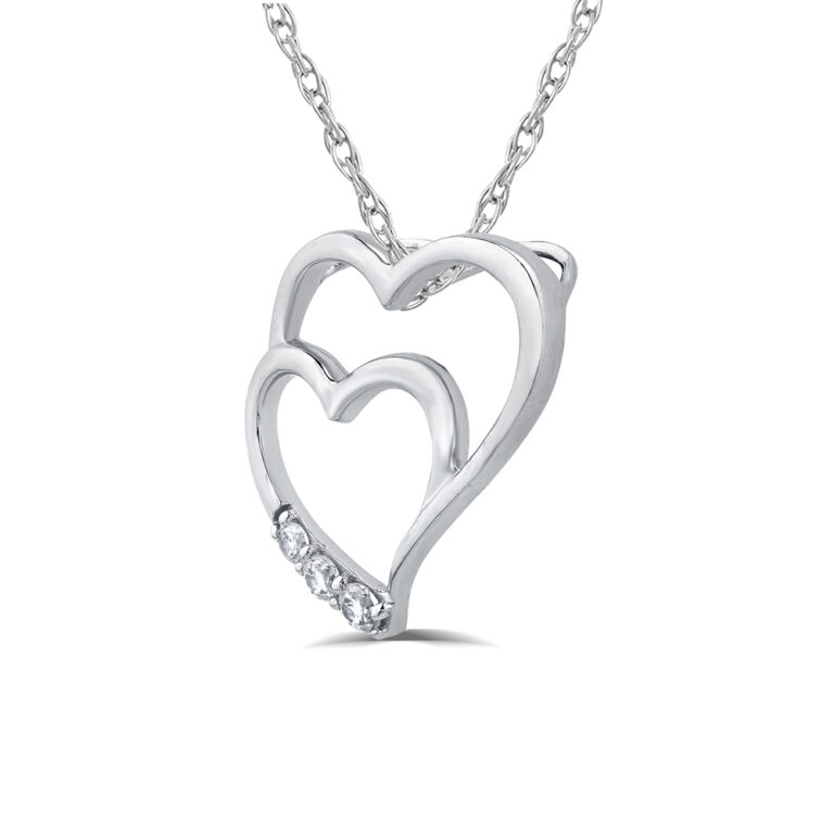 Lab Grown Diamond Accent Double Heart Necklace