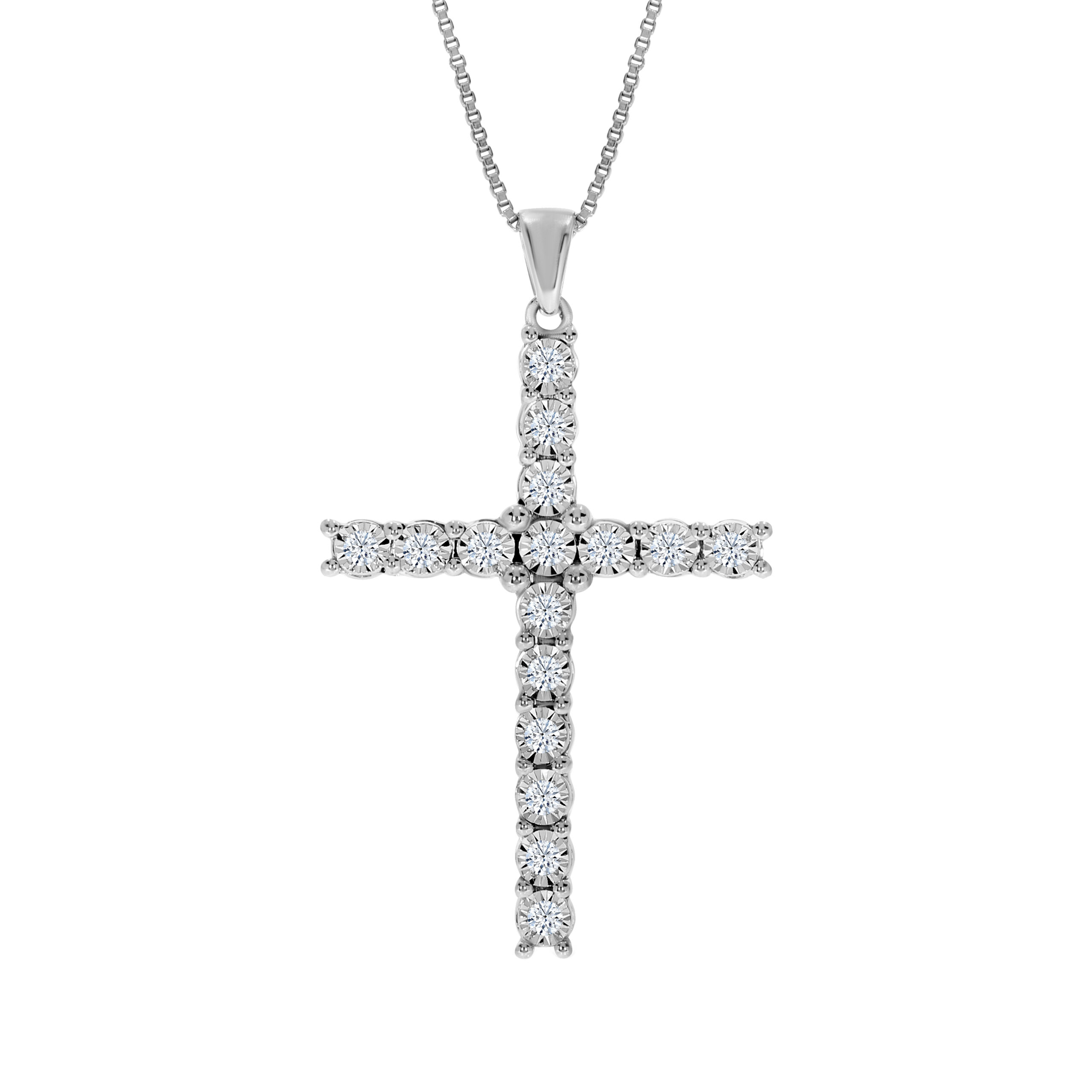 Essential Lab Grown Diamond Cross Necklace | White Gold 1/5