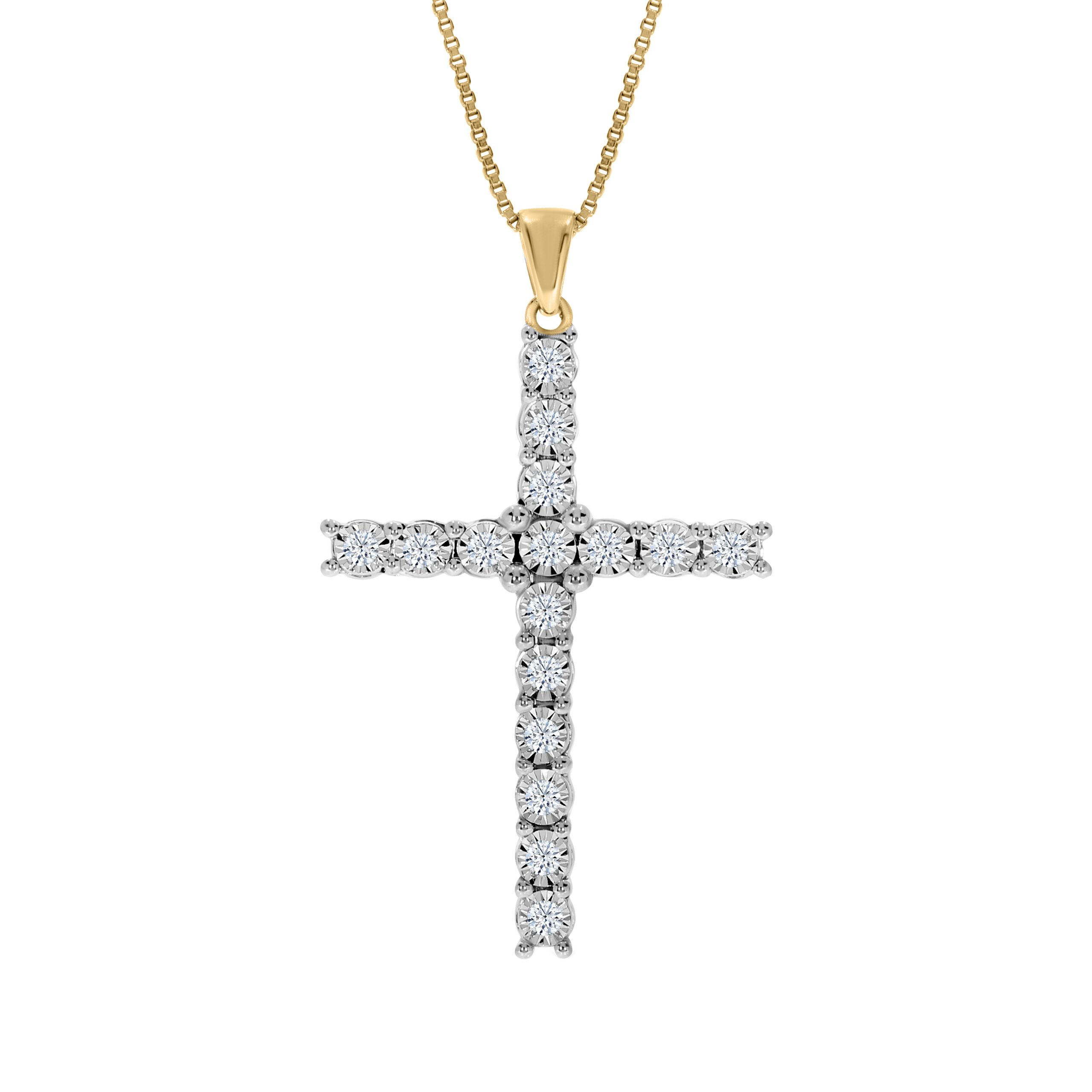 Essential Lab Grown Diamond Cross Necklace | Yellow Gold 1/5