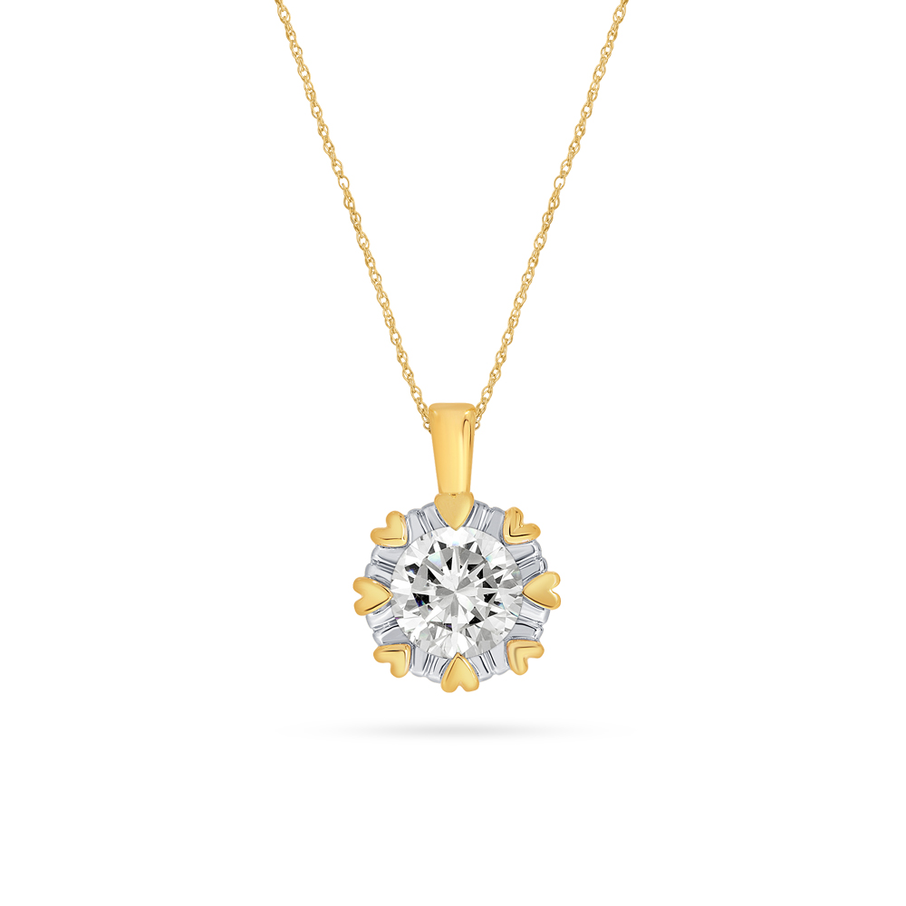 Lab Grown Heart Prong Diamond Solitaire Necklace | Yellow Gold 1/4