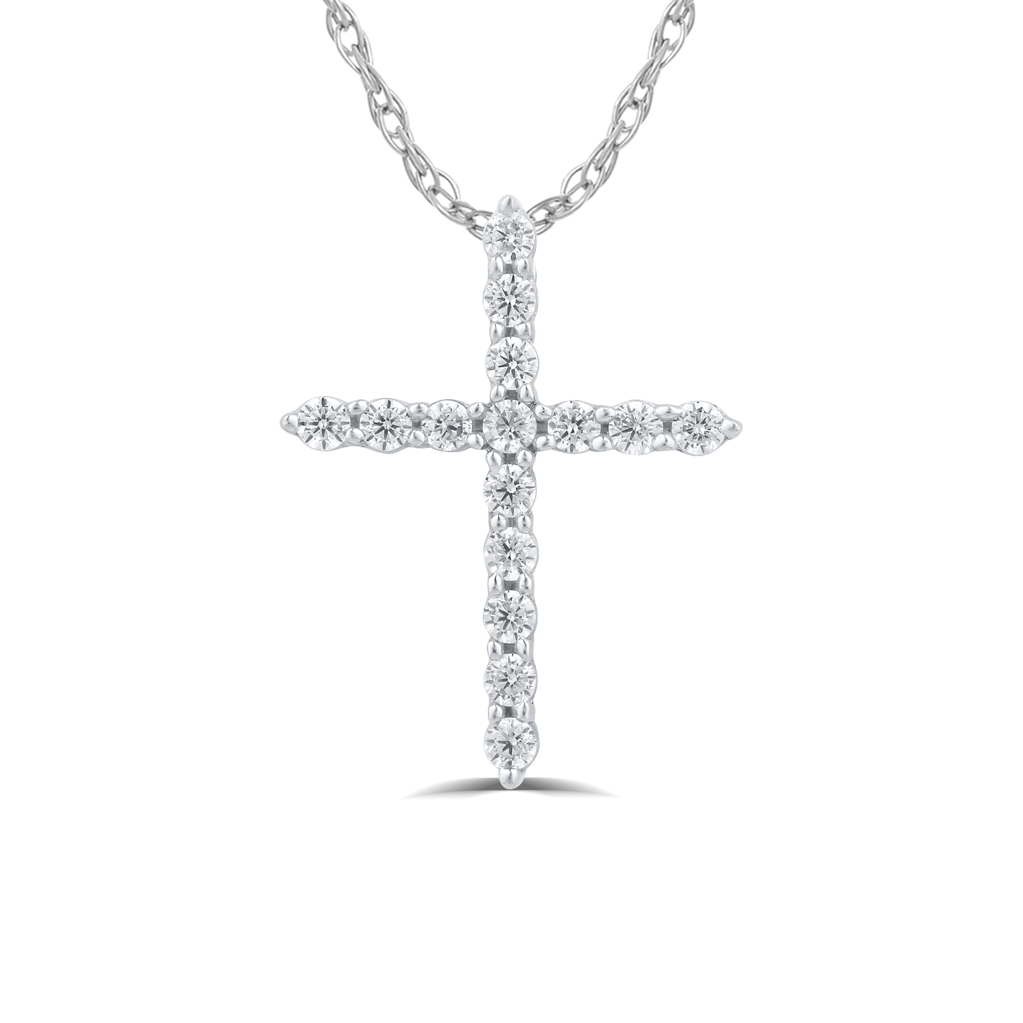 Lab Grown Floating Diamond Cross Necklace | 10K White Gold 1/2 ct