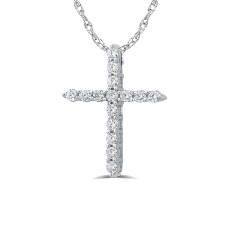 Lab Grown Floating Diamond Cross Necklace