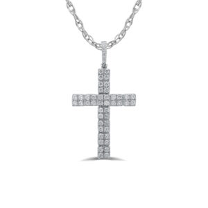 Lab Created Double Row Diamond Cross Necklace | 925 Sterling Silver - 1 ct. tw. _1