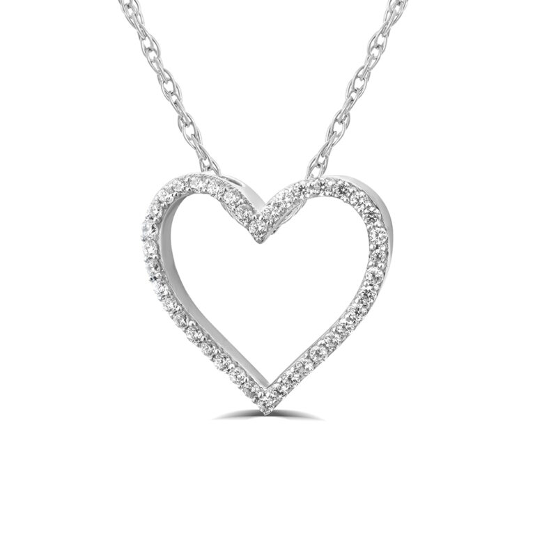 Lab Grown Heart Outline Floating Diamond Necklace