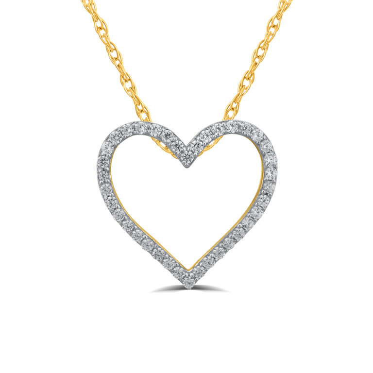 Lab Grown Heart Outline Floating Diamond Necklace