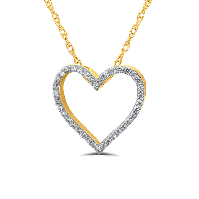 Lab Grown Heart Outline Floating Diamond Necklace