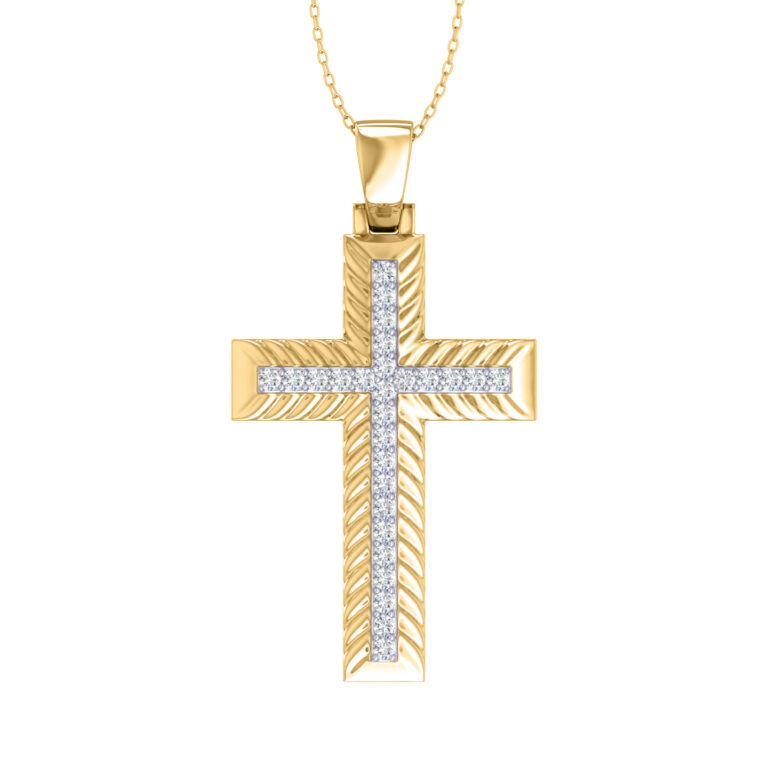 Art Deco Lab Grown Diamond Cross Necklace