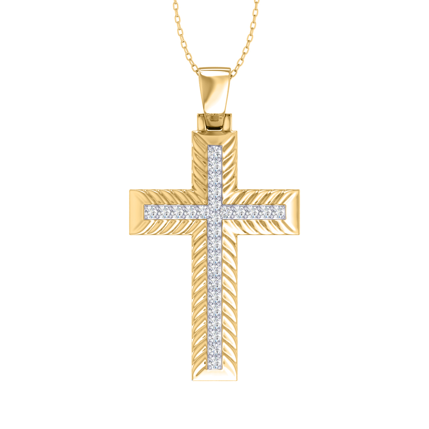 Art Deco Lab Grown Diamond Cross Necklace | Yellow Gold 1/2 ct. tw.