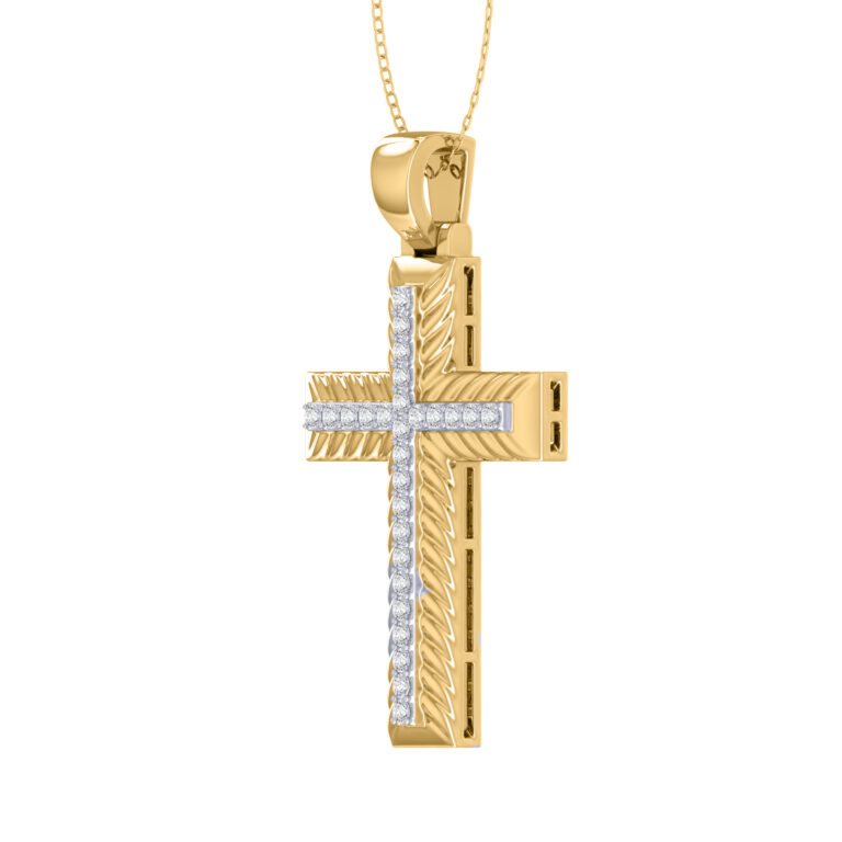 Art Deco Lab Grown Diamond Cross Necklace
