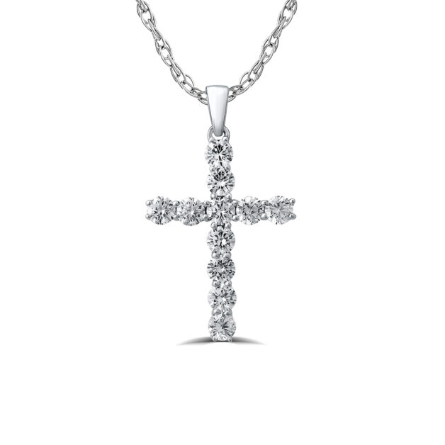 Luxe Lab Grown Diamond Cross Necklace | 10K White Gold 2 1/2 ct.tw. _1