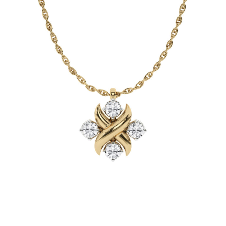 Cross Stitch Inspired Lab Grown Diamond Pendant Necklace
