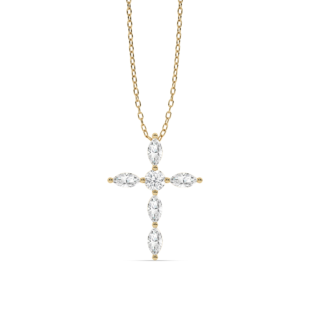 Heavenly Light Lab Grown Diamond Cross Necklace | 14K Yellow Gold 1 ct.tw.