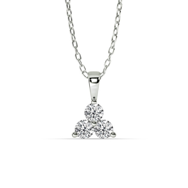 Triangular Shaped Lab Grown Three Stone Diamond Necklace