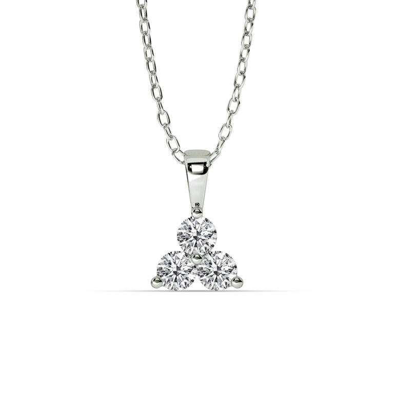 Triangular Shaped Lab Grown Three Stone Diamond Necklace