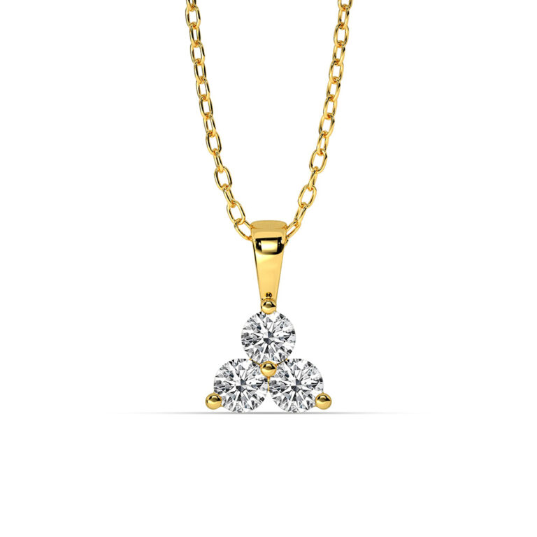 Triangular Shaped Lab Grown Three Stone Diamond Necklace