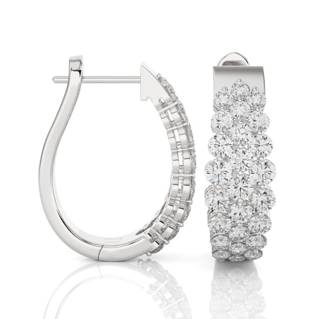 Textured Triple Row Lab Grown Diamond Hoop Earrings