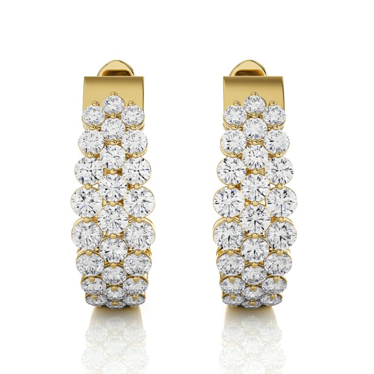 Textured Triple Row Lab Grown Diamond Hoop Earrings