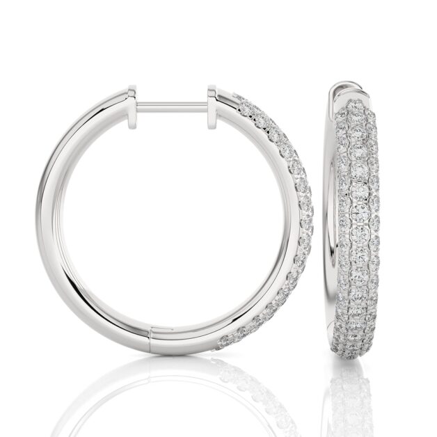 Triple Row Lab Grown Diamond Hoop Earrings | 14K White Gold 1 ct.tw._1