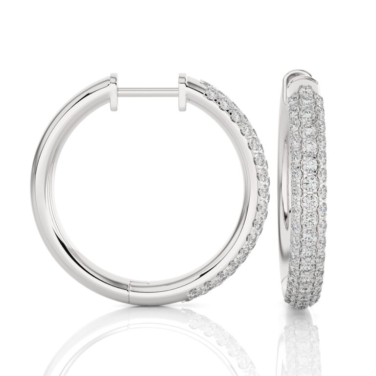 Triple Row Lab Grown Diamond Hoop Earrings