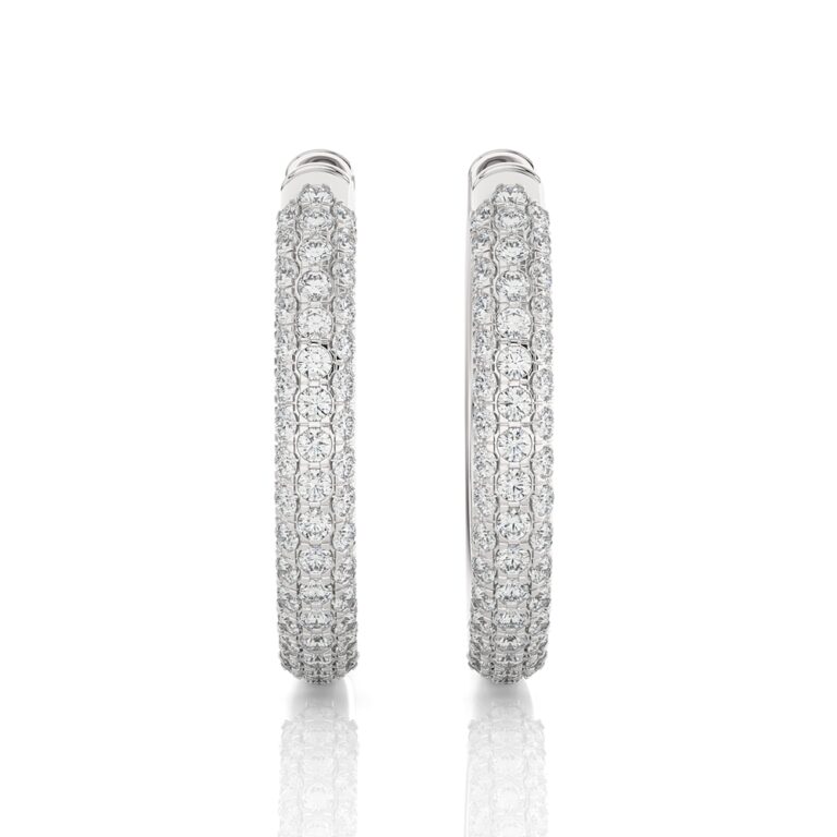 Triple Row Lab Grown Diamond Hoop Earrings