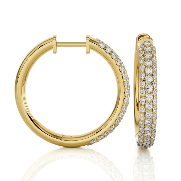 Triple Row Lab Grown Diamond Hoop Earrings