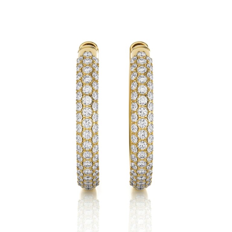 Triple Row Lab Grown Diamond Hoop Earrings