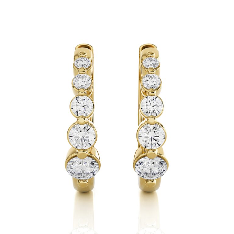Lab Grown Graduating Five Stone Diamond Huggie Earrings