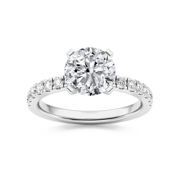 Troy Two Tone Round Lab Grown Diamond Engagement Ring