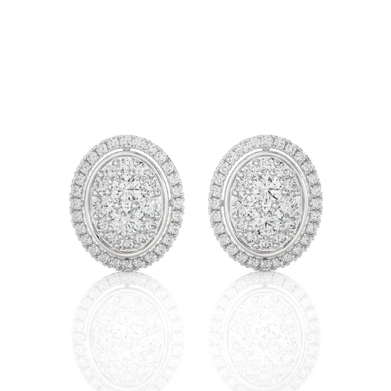 Lab Grown Diamond Halo Cluster Stud Earring